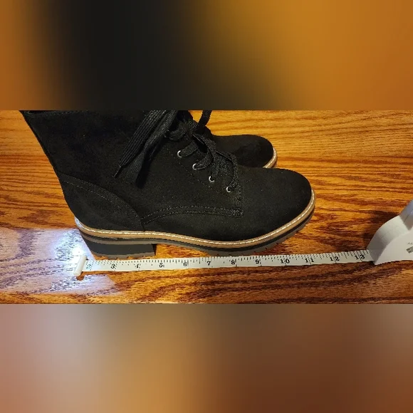 Kensie Black Lace-Up Ankle Boots - Picture 6 of 8